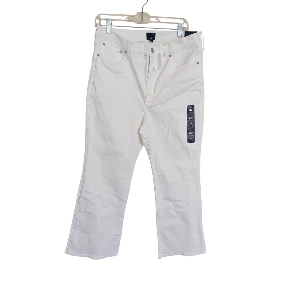 J.Crew White Ankle Flare High Rise Jeans 32P Stretch Denim Classic Casual